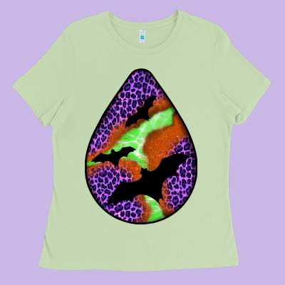 Halloween Bat  Teardrop Ladies Tee Designed By Bundleandbundleshop