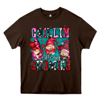 Chocolate Brown chillin with my gnomies olivia Heavy Core Tee - OliviaCreatesArt
