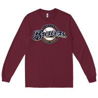 Burgundy The Brew Crew Baseball Long Sleeve Tee - linhVisuals