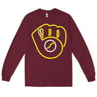 Burgundy The Brew Crew Baseball Long Sleeve Tee - linhVisuals