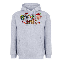 Heather Grey Hohoho Christmas Cows Heavyweight Hoodie - RanaPortraitStore