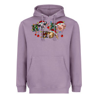 Lavender Hohoho Christmas Cows Heavyweight Hoodie - RanaPortraitStore
