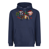 Navy Hohoho Christmas Cows Heavyweight Hoodie - RanaPortraitStore