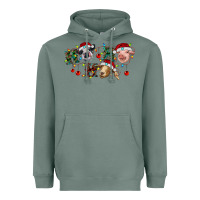 Sage Hohoho Christmas Cows Heavyweight Hoodie - RanaPortraitStore