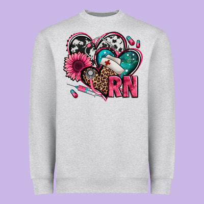 Rn Registered Nurse Hearts Heavyweight Sweatshirt Designed By Jasminsmagicworld