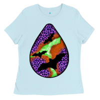 Baby Blue halloween bat  teardrop Ladies Tee - BundleAndBundleShop