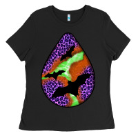 Black halloween bat  teardrop Ladies Tee - BundleAndBundleShop