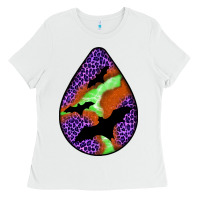 White halloween bat  teardrop Ladies Tee - BundleAndBundleShop