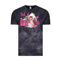 Cloud Black Let It Snow Pink Christmas Vintage Tee - FaDigitalArtStudio