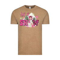 Vintage Coffee Let It Snow Pink Christmas Vintage Tee - FaDigitalArtStudio