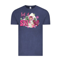 Vintage Denim Let It Snow Pink Christmas Vintage Tee - FaDigitalArtStudio