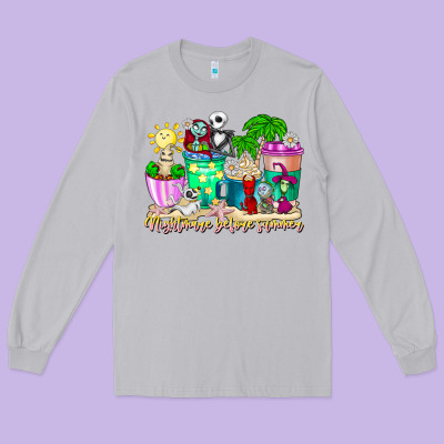 Nightmare Before Summer Coffee Cups Long Sleeve Tee Designed By Cowhidedigitalart