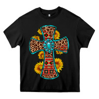 Black gemstone sunflower leopard cross Heavy Core Tee - OliviaCreatesArt