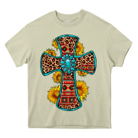 Mossy gemstone sunflower leopard cross Heavy Core Tee - OliviaCreatesArt