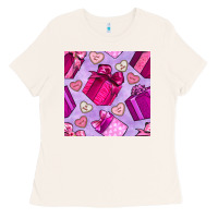 Bone valentines day gift box and cookie seamless pattern Ladies Tee - BundleAndBundleShop