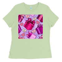 Matcha valentines day gift box and cookie seamless pattern Ladies Tee - BundleAndBundleShop