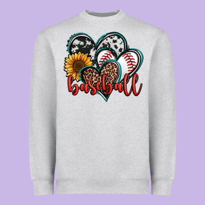Baseball Hearts Heavyweight Sweatshirt Designed By Jasminsmagicworld