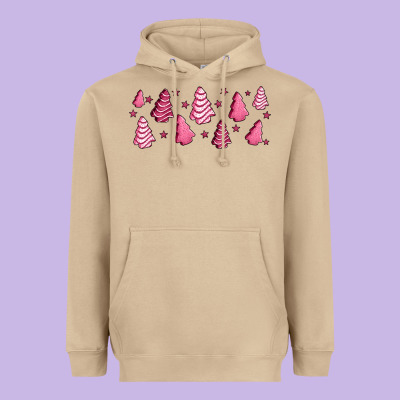 Pink Christmas Cakes Heavyweight Hoodie Designed By Jasminsmagicworld