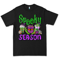 Black Spooky Season Coffee Cups Premium Tee - FaDigitalArtStudio