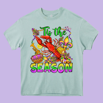 Tis The Season Mardi Gras Olivia Heavy Core Tee Designed By Oliviacreatesart