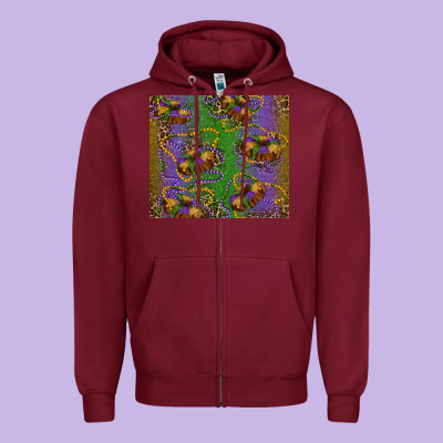 Mardi Gras King Cake Leopard Zipper Hoodie Designed By Ranaportraitstore