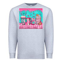 Heather Grey pink christmas coffee Premium Sweatshirt - Jasminsmagicworld
