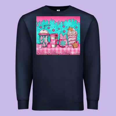 Pink Christmas Coffee Premium Sweatshirt Designed By Jasminsmagicworld