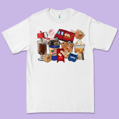 Postal Worker Coffee Cups Premium Tee Designed By Fadigitalartstudio