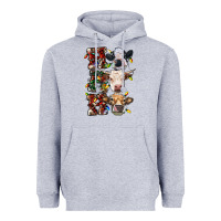 Heather Grey Ho Ho Ho Cows Heavyweight Hoodie - RanaPortraitStore
