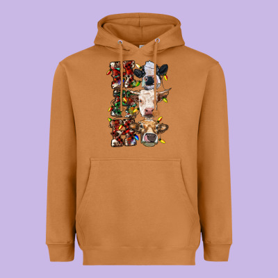 Ho Ho Ho Cows Heavyweight Hoodie Designed By Ranaportraitstore