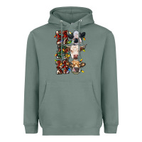 Sage Ho Ho Ho Cows Heavyweight Hoodie - RanaPortraitStore
