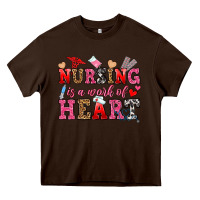 Chocolate Brown nursing is a work of heart Heavy Core Tee - OliviaCreatesArt