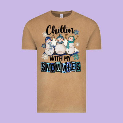 Chillin With My Snowmies Vintage Tee Designed By Fadigitalartstudio