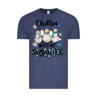Vintage Denim Chillin With My Snowmies Vintage Tee - FaDigitalArtStudio