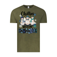 Vintage Olive Chillin With My Snowmies Vintage Tee - FaDigitalArtStudio