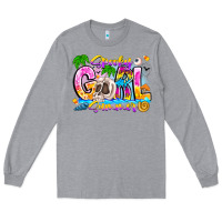 Heather Grey spooky girl summer Long Sleeve Tee - CowhideDigitalArt