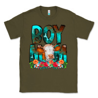 Army Green Boy Mom Flowers Cow Classic Tee - CowCowDesign