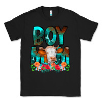 Black Boy Mom Flowers Cow Classic Tee - CowCowDesign