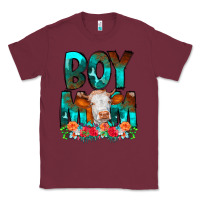 Burgundy Boy Mom Flowers Cow Classic Tee - CowCowDesign