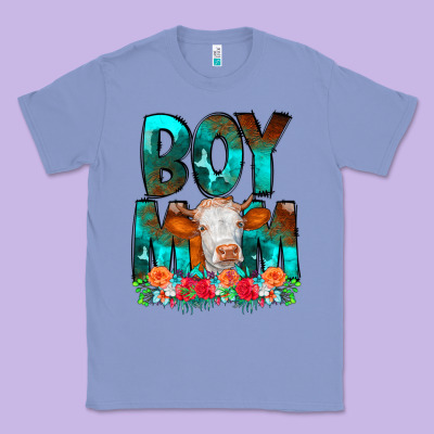 Boy Mom Flowers Cow Classic Tee Designed By Cowcowdesign