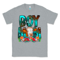 Heather Grey Boy Mom Flowers Cow Classic Tee - CowCowDesign