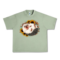 Oil Green happy hedgehog sunflower leopard Urban Heavy Tee - Jasminsmagicworld