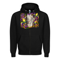 Black mardi gras goat fleur de lis Zipper Hoodie - RanaPortraitStore