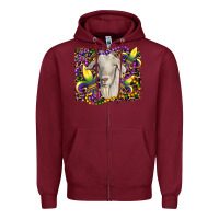 Burgundy mardi gras goat fleur de lis Zipper Hoodie - RanaPortraitStore