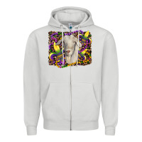 Dove Grey mardi gras goat fleur de lis Zipper Hoodie - RanaPortraitStore