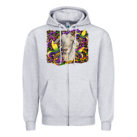Heather Grey mardi gras goat fleur de lis Zipper Hoodie - RanaPortraitStore