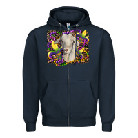 Navy mardi gras goat fleur de lis Zipper Hoodie - RanaPortraitStore
