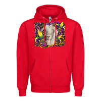 Red mardi gras goat fleur de lis Zipper Hoodie - RanaPortraitStore