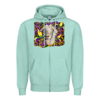 Seafoam mardi gras goat fleur de lis Zipper Hoodie - RanaPortraitStore