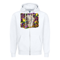 White mardi gras goat fleur de lis Zipper Hoodie - RanaPortraitStore